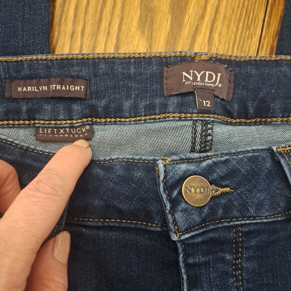 NYDJ Marilyn Straight Dark Wash Denim Jeans Size 12 - Picture 9 of 15
